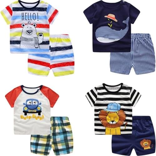 Summer Children Clothing Sets Cartoon Toddler Girls Top+Pant 2Pcs/sets Kids Casual Boys Clothes Sport Suits Outfit
