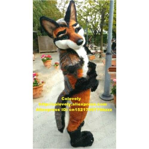 Brown Long Fur Furry Wolf Husky Dog Fox Fursuit Mascot Costume Adult Cartoon Character Suit Supermarket Square Publicity zz7599