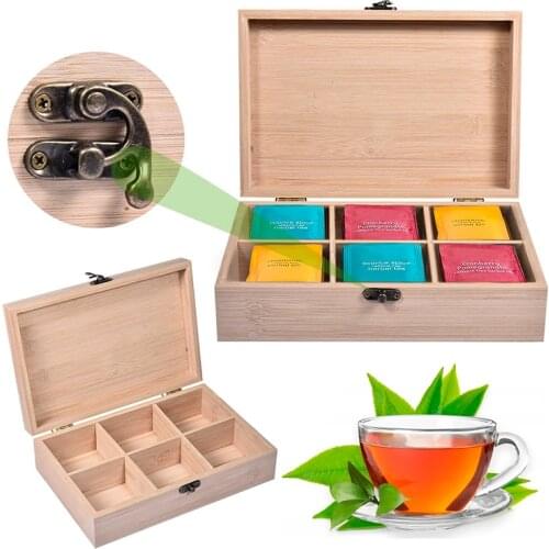Tea Storage Organizer Boxes Kitchen Container With 6 Compartments Jar Tin Square Can Home Organizer Coffee Tea Cans Comfy