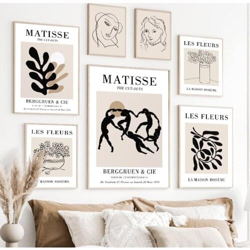 Matisse Nude Figure Leaves Line Woman Abstract Wall Art Prints Canvas Painting Nordic Poster Wall Pictures For Living Room Decor