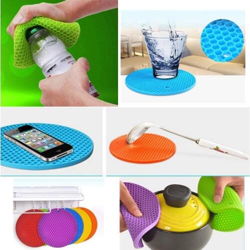 14CM 18CM Multifunction Round Hot Coaster Heat Resistant Silicone Mat Drink Cup Coasters Non-slip Pot Holder Table Placemat Pads