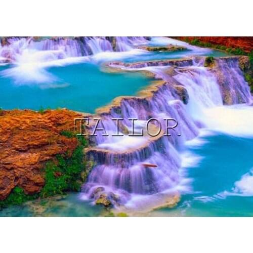Mosaic cuadros Cross stitch full square embroidery 5d diamond painting kit set The scenery waterfall water complet Dirll drawing