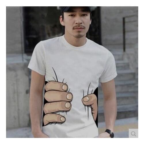 Male T-shirts Couples Clothing Fashion Lovers T-Shirt Big Hand Print Short Sleeve Tops Tees 3D T-Shirt Men Printing Tees J999