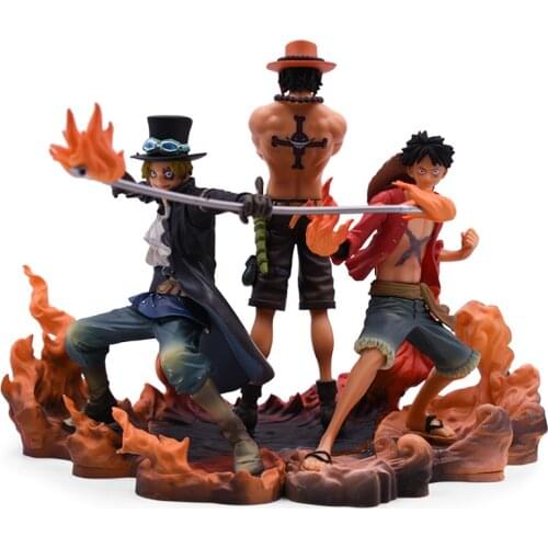3pcs Anime One Piece Figure Set Monkey D Luffy Sabo Ace Three Brothers Set PVC Action Figures Collection Model Dolls Toys Gifts