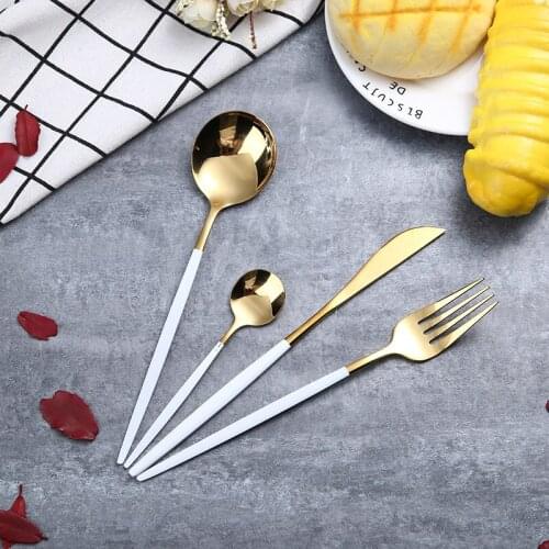 4Pcs Steel Dinnerware Set Fork Spoon Cutlery Dinnerware Set Kitchen Tools Durable For Home Kitchen Supplies