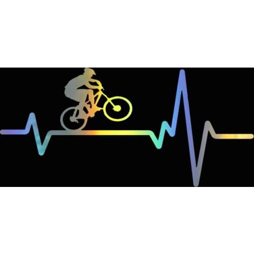 DecalsMe 16.9x7.9cm Motorcycle stickers Cycling Mountain Bike Helmet Heartbeat Creative On Car Stickers and Decals 3D Funny