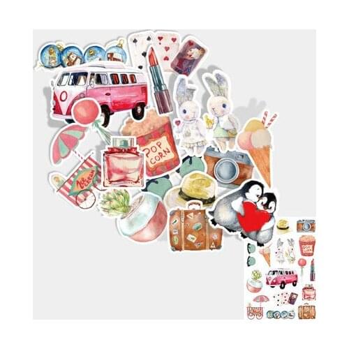 16pcs Cartoon cute stickers notebook phone suitcase stickers skateboard refrigerator suitcase stickers