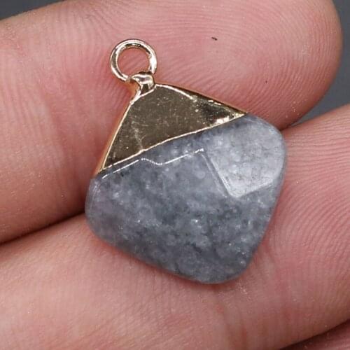 New Natural Stone Pendant Square Green agates Faceted Pendant Necklace for DIY Jewelry Best Birthday Gift Size 18x22mm