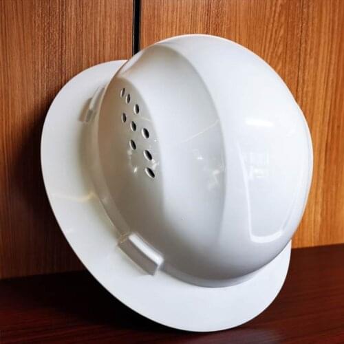 Solid Color Safety Full Brim Hard Hat with Vents Construction Helmet Breathable Working Railway Metallurgy Mine Cap Wholesale