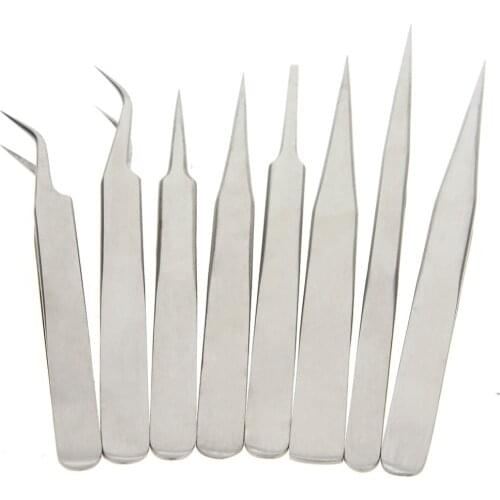 Practical Stainless Steel False Eyelash Extension Tweezers Tools Anti-Static Tweezers Makeup Beauty Industrial Tools ST10-ST14