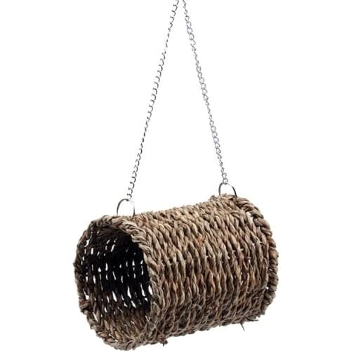 Bird Nest Bed Grass Tunnel Hammock Hanging Pet Cage Ornament Decoration AXYC