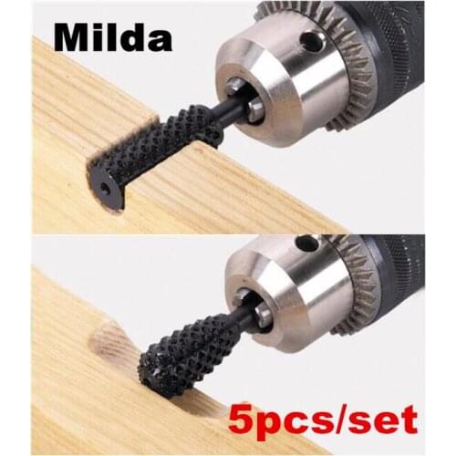 Milda 5pcs HSS Woodworking engraving pattern cutter milling tool chisel shaped rotating embossed grinding head power tool