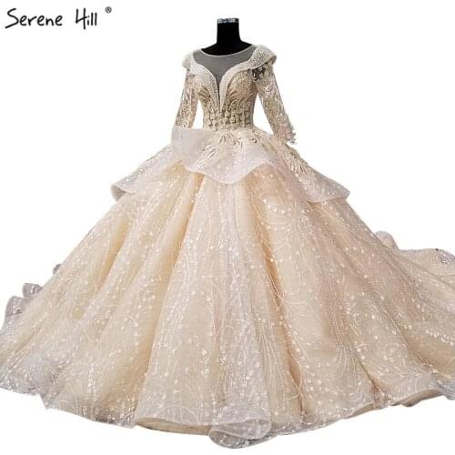 Luxury Princess Long Sleevels Vintage Wedding Dresses 2020 Sequined High-end Fashion Bridal Gowns Real Photo