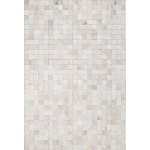 Luxury cowhide seamed rug , pure white color real natrual cowskin carpet, black living room bedroom decorative ground mat