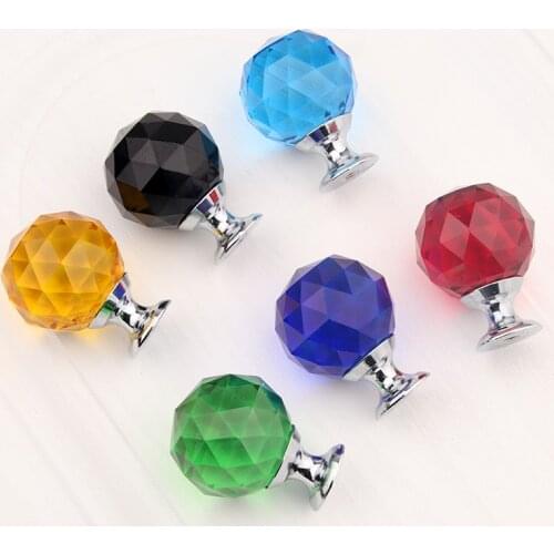 30mm Ball Shape Design Crystal Glass Knobs Cupboard Drawer Pull Kitchen Cabinet Door Wardrobe Handles Hardware