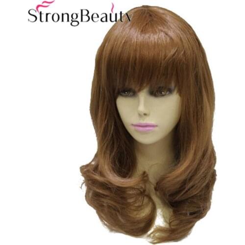 Strong Beauty Synthetic Curly Long Medium Auburn Wigs Heat Resistant Women Wig Natural Hair