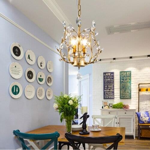 Modern Nordic villa crystal E14 lamp LED chandelier hotel living room bedroom corridor aisle entrance dining room lighting