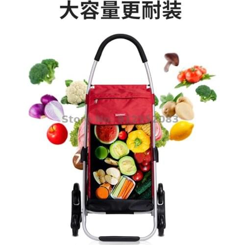 Aluminum Alloy Stair-climbing Folding Shopping Cart Large-capacity Silent Portable Small Push-pull Cart