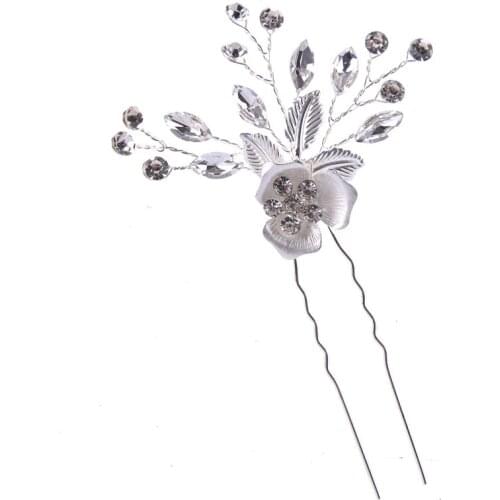 Bridal Rhinestone Flower Hair Pins Wedding Party Pageant Hairpins Bridesmaid Bride Headpiece Hair Jewelry Accessories