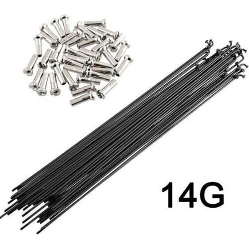 Bicycle Stainless BK Steel Spokes 36pcs Bike Spoke 14G J Bend Steel Bicycle Spokes with Nipples 294mm