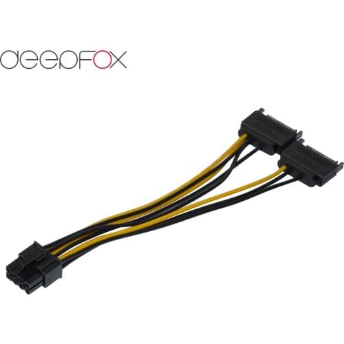 DeepFox 15Pin SATA Male to 8pin PCI-E PCIe PCI Express Graphics Video Display Card Dual SATA to 8pin Power Cable For PC