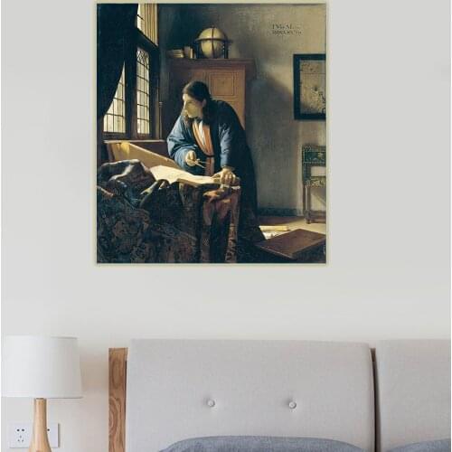 Citon Johannes Vermeer《The Geographer,1669》Canvas Oil Painting Artwork Picture Poster Famous Painting Wall Decor Home Decoration