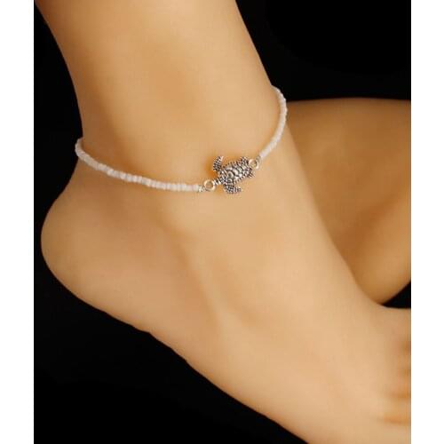 Women Foot Anklet Handmade Tortoise Feet Bracelet Beaded Anklet Summer Beach Anklet Foot Chain Jewelry Accessories