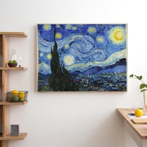 Starry Night By Van Gogh Canvas Painting Print Living Room Home Decor Modern Wall Art Oil Painting Poster Salon Pictures Artwork