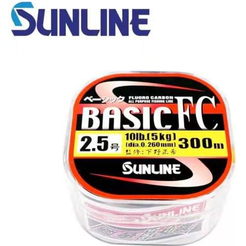 100% Original Sunline Brand Basic Fc 225m/300m clear color Carbon Fiber Fishing Line Japan imported wire Leader Line