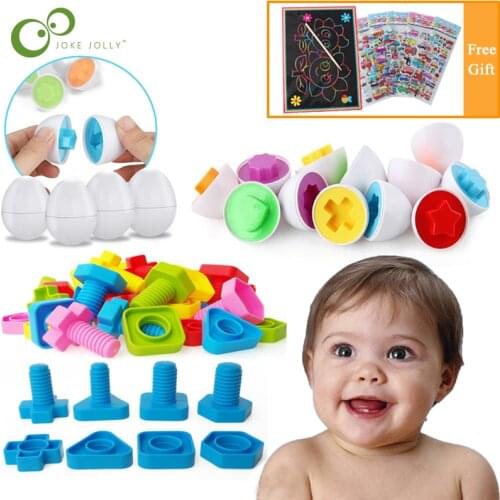 11pcs Education Learning Toys Mixed Shape Wise Pretend Puzzle Smart Eggs / Plastic Screws 3D Learning Puzzle kids Child Toy ZXH
