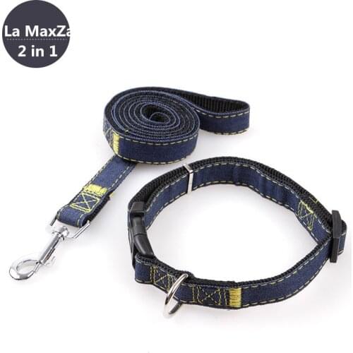 2021 Pets Use Dog Leashes Collars Sets New Arrival Strong Jeans Cloth Rope Chihuahua Collar Leads Dog Accessories Pet Product