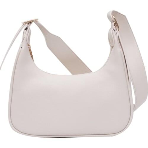 2021 Luxury Solid Color Shoulder Handbags Lady Simple Travel Bag Half Moon Design Small Pu Leather Crossbody Bags for Women