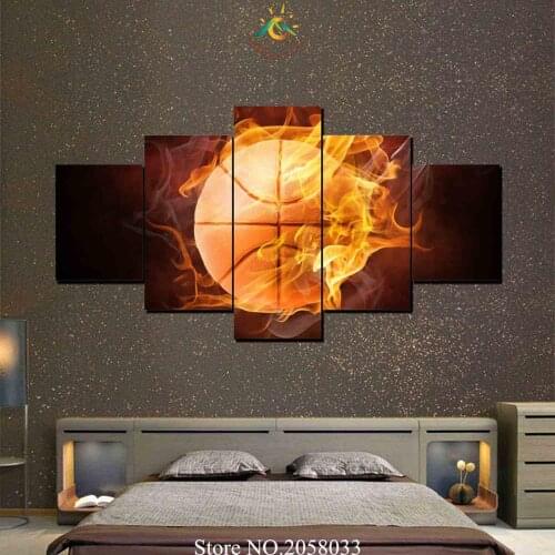 3-4-5 Pieces Basketball On Fire Modern Wall Art Canvas Printed Painting HD Prints Modular Poster Wall Pictures for Home Decor