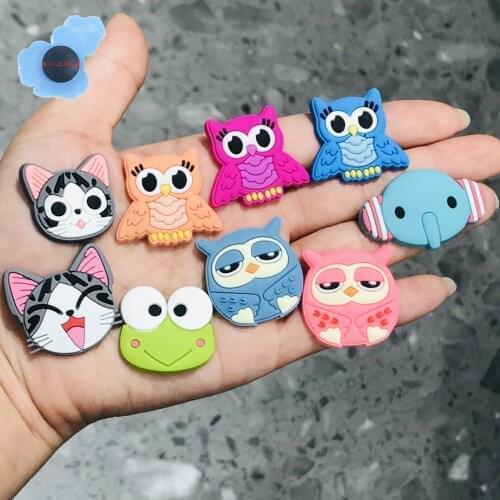 50Pcs Cartoon Animal Icon Owl Frog Lovely Japan Cat PVC DIY Wristband Kids Shoe Accessories Croc Jibz Shoes Charms X-Mas Gift