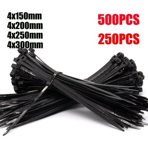 500Pcs Nylon Cable Self-locking Plastic Wire Zip Ties Set 4*150 4*200 4*300 MRO & Industrial Supply Fasteners & Hardware Cable
