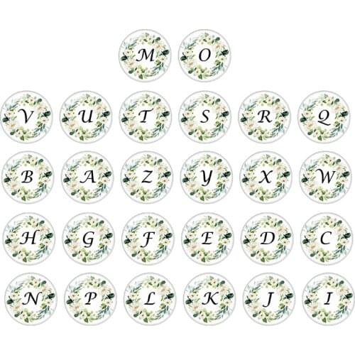 Alphabet 10pcs mixed 12mm/18mm/20mm/25mm Round photo glass cabochon demo flat back Making findings Z1312