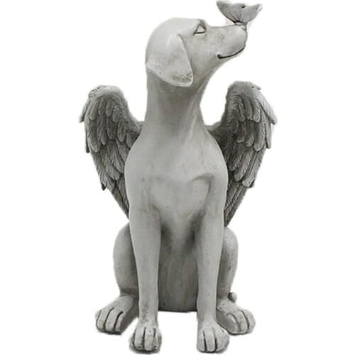Angel Dog Butterfly Sculpture Tribute Puppy Statue Pet Memorial Gifts Outdoor Garden Resin Decor Creative Home Decor Sculpture