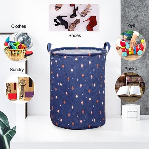Large Capacity Waterproof Cotton & Linen Laundry Bastek Hamper Foldable Laundry Storage Bag Dirty Clothes Hamper 32x43cm