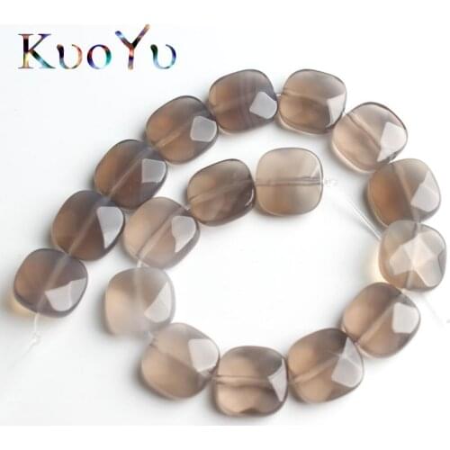 12*12mm Natural Faceted Grey Agates Stone Beads Square Spacer Loose Bead For Jewelry Making DIY Bracelet Necklace 7.5"Inches