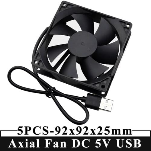 5PCS Gdstime 9cm DC 5V USB 92mm PC Desktop Computer Case Cooling Cooler Axial Fan 9225 92x92x25mm