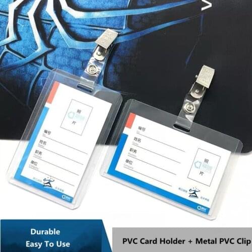 20 PCS Clear Plastic Vertical And Horizontal Name Tag Badge ID Card Holders PVC Business Credit Card Badge Holder With Clips