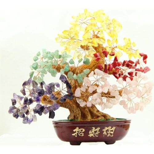 Gem tree multicolor gem tree with wire wrapped tree feng shui money good luck