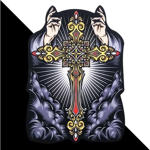 T shirt Women Sweet Patch Hand Gesture Glowing Cross Deal With it Biker Patches for Clothing Stickers 3d Mens Clothing Stripe