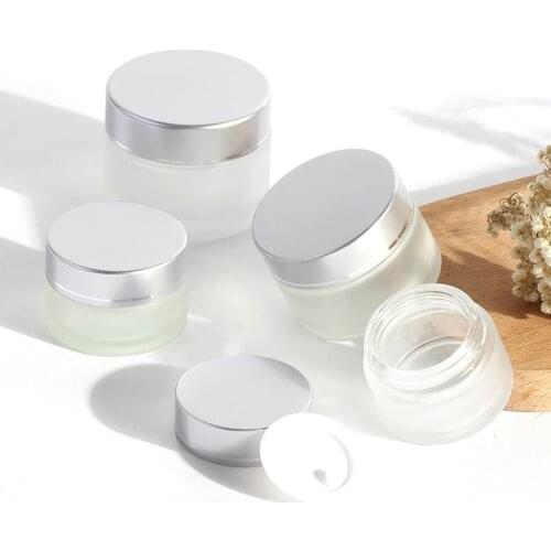 Hot sale 5G/10G/20G/30G/50G Frosted Glass Cream Jar Cosmetic Container Cosmetic Jars Silver Lid Glass Bottle 6pcs/lot