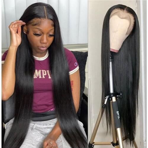 Hoho 28 30 32 Inchs Straight Lace Front Wig 250% Human Hair Wig 13x6 HD Lace Frontal Wig Indian Remy Lace Frontal Human Hair Wig