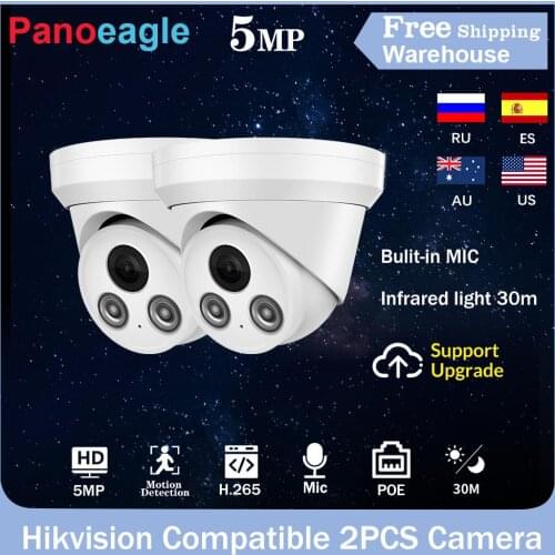 Hikvision Compatible 5MP IP Camera Outdoor Surveillance CCTV Camara Poe Bulit-in Mic Infrared IR 30m H.265 P2P Motion Detection
