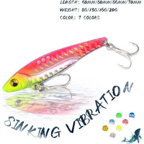 KoKossi 1PCS 8G/13G/16G/20G Vibration Fishing Hard Lures VIB Sinking Artificial Bait 3D Eyes Quality Hooks Fishing Accessories