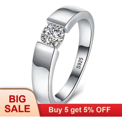 Real Natural Solid 925 Silver Rings 1 Carat Sona Diamant Wedding Rings for Women and Men Full Size 6 7 8 9 10 11 12