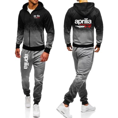 Aprilia Racing RSV4 2021 Printing Set Harajuku Zipper Jacket Sport Suits College Male Gradient Hoodies Casual Sweatpant Set