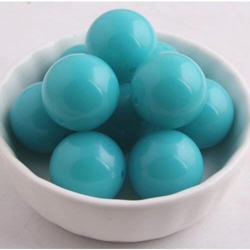 Kwoi vita Cyan Color Chunky 20MM 100pcs Acrylic Solid Gumball Beads for Bubble Chunky Little Girl Jewelry